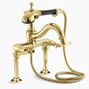 K110-4-PB Antique Deck Mount With Handshower Tub Faucet - Vibrant Polished Brass K110-4-PB Antique Deck Mount With Handshower Tub Faucet - Vibrant Polished Brass