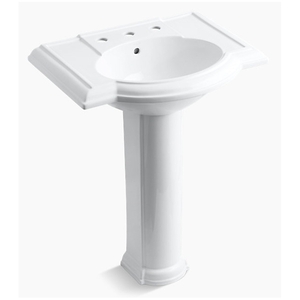 K2294-8-0 Devonshire Pedestal Bathroom Sink - White K2294-8-0 Devonshire Pedestal Bathroom Sink - White