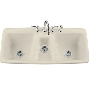 K5914-4-47 Trieste Triple Bowl Sink Kitchen Sink - Almond K5914-4-47 Trieste Triple Bowl Sink Kitchen Sink - Almond