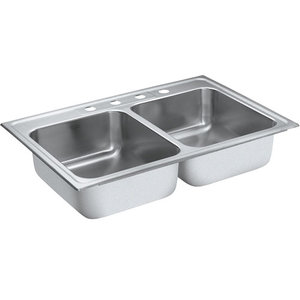 M22213 Camelot Stainless Steel Double Bowl Kitchen Sink - Stainless Steel M22213 Camelot Stainless Steel Double Bowl Kitchen Sink - Stainless Steel