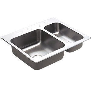 M22238 Camelot Stainless Steel Double Bowl Kitchen Sink - Stainless M22238 Camelot Stainless Steel Double Bowl Kitchen Sink - Stainless