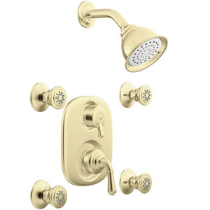 M243P/M3330 Monticello Two Wall Power Custom Shower System - Polished Brass M243P/M3330 Monticello Two Wall Power Custom Shower System - Polished Brass