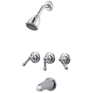 P0181BC/P0131XA Savannah Three Handle Tub & Shower Faucet - Polished Chrome P0181BC/P0131XA Savannah Three Handle Tub & Shower Faucet - Polished Chrome