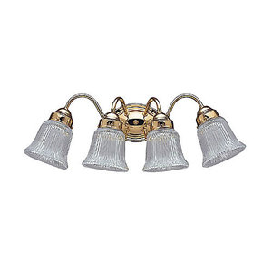 S487302 Ribbed Glass 4 or More Bulb Bathroom Lighting - Polished Brass S487302 Ribbed Glass 4 or More Bulb Bathroom Lighting - Polished Brass