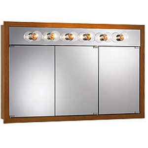 R755419 Framed Tri-view Medicine Cabinet - Honey Oak R755419 Framed Tri-view Medicine Cabinet - Honey Oak