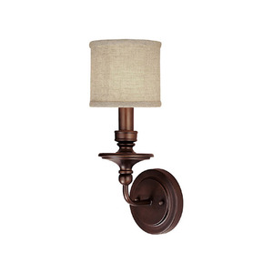 C1231BB450 Midtown 1 Bulb Wall Sconce - Burnished Bronze / Beige C1231BB450 Midtown 1 Bulb Wall Sconce - Burnished Bronze / Beige