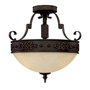 C3603RI River Crest Semi Flush Mount Ceiling Light - Rustic Iron C3603RI River Crest Semi Flush Mount Ceiling Light - Rustic Iron