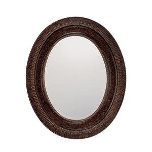 CM241832 Oval Mirror - Chesterfield Brown w/ Gold CM241832 Oval Mirror - Chesterfield Brown w/ Gold
