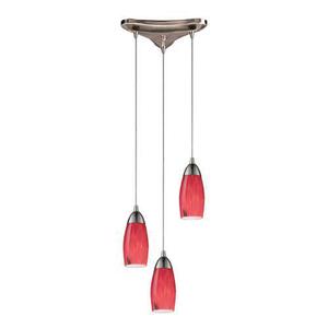 E1103FR Milan Multi Light Pendant Light - Nickel / Fire Red E1103FR Milan Multi Light Pendant Light - Nickel / Fire Red