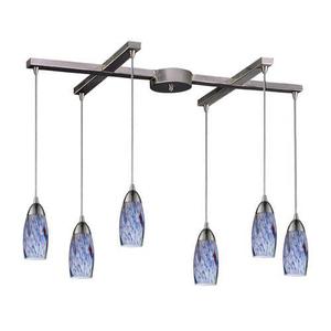 E1106BL Milan Multi Light Pendant Light - Nickel / Starburst Blue E1106BL Milan Multi Light Pendant Light - Nickel / Starburst Blue