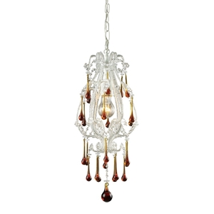 E120031AMB Opulence Mini-Pendant Pendant Light - Antique White / Amber E120031AMB Opulence Mini-Pendant Pendant Light - Antique White / Amber