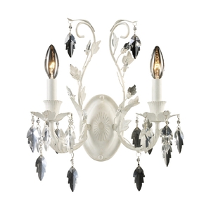 E120162 Crystal Leaf Multi Bulb Wall Sconce - Antique White E120162 Crystal Leaf Multi Bulb Wall Sconce - Antique White