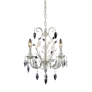 E120183 Crystal Leaf Mini Chandelier - Antique White E120183 Crystal Leaf Mini Chandelier - Antique White