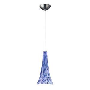 E1401BL Tromba Mini-Pendant Pendant Light - Satin Nickel / Starburst Blue E1401BL Tromba Mini-Pendant Pendant Light - Satin Nickel / Starburst Blue
