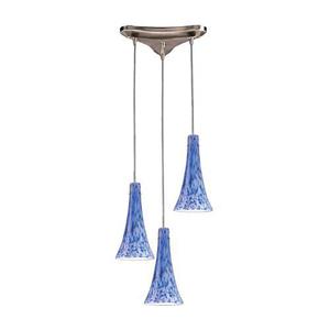 E1403BL Tromba Multi Light Pendant Light - Satin Nickel / Starburst Blue E1403BL Tromba Multi Light Pendant Light - Satin Nickel / Starburst Blue