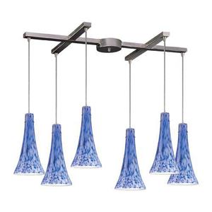 E1406BL Tromba Multi Light Pendant Light - Satin Nickel / Starburst Blue E1406BL Tromba Multi Light Pendant Light - Satin Nickel / Starburst Blue