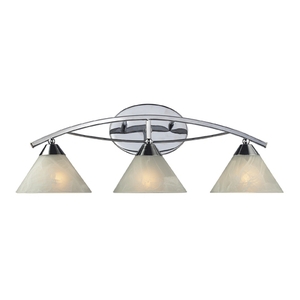 E170233 Elysburg 3 Bulb Bathroom Lighting - Polished Chrome / White Marble E170233 Elysburg 3 Bulb Bathroom Lighting - Polished Chrome / White Marble