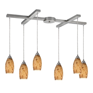 E200016MG La Flor Multi Light Pendant Light - Satin Nickel / Misty Lavender E200016MG La Flor Multi Light Pendant Light - Satin Nickel / Misty Lavender