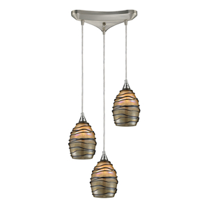 E311423 Vines Multi Light Pendant Light - Satin Nickel / Sunset E311423 Vines Multi Light Pendant Light - Satin Nickel / Sunset
