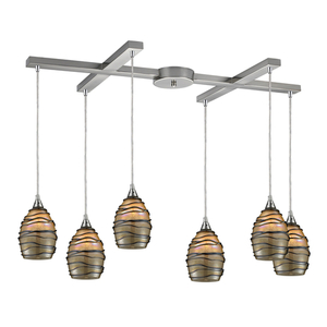 E311426 Vines Multi Light Pendant Light - Satin Nickel / Sunset E311426 Vines Multi Light Pendant Light - Satin Nickel / Sunset
