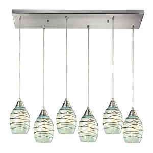 E313486RCMN Vines Multi Light Pendant Light - Satin Nickel / Mint E313486RCMN Vines Multi Light Pendant Light - Satin Nickel / Mint