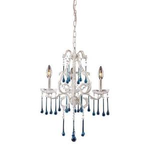 E40013AQ Opulence Mini Chandelier - Antique White / Aqua E40013AQ Opulence Mini Chandelier - Antique White / Aqua