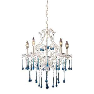 E40025AQ Opulence Mini Chandelier - Antique White / Aqua E40025AQ Opulence Mini Chandelier - Antique White / Aqua