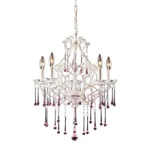 E40025RS Opulence Mini Chandelier - Antique White / Rose E40025RS Opulence Mini Chandelier - Antique White / Rose