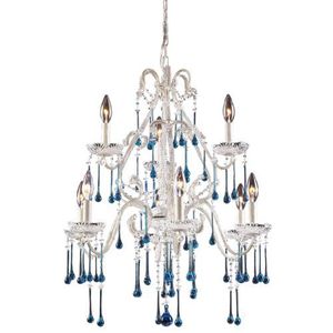 E400363AQ Opulence Mid Sized Chandelier Chandelier - Antique White / Aqua E400363AQ Opulence Mid Sized Chandelier Chandelier - Antique White / Aqua