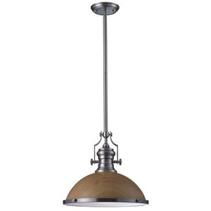 E666741 Chadwick Down Light Pendant Light - Satin Nickel / Medium Oak E666741 Chadwick Down Light Pendant Light - Satin Nickel / Medium Oak