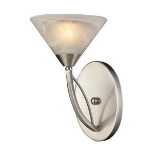 E76301 Elysburg 1 Bulb Wall Sconce - Satin Nickel / White Marble E76301 Elysburg 1 Bulb Wall Sconce - Satin Nickel / White Marble
