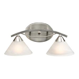 E76312 Elysburg 2 Bulb Bathroom Lighting - Satin Nickel / White Marble E76312 Elysburg 2 Bulb Bathroom Lighting - Satin Nickel / White Marble