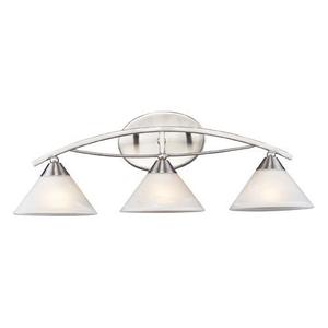 E76323 Elysburg 3 Bulb Bathroom Lighting - Satin Nickel / White Marble E76323 Elysburg 3 Bulb Bathroom Lighting - Satin Nickel / White Marble