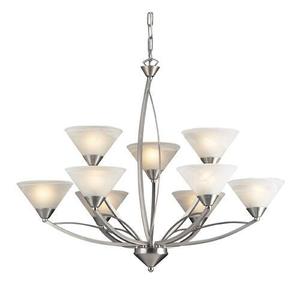 E763863 Elysburg Large Foyer Chandelier Chandelier - Satin Nickel / White Marble E763863 Elysburg Large Foyer Chandelier Chandelier - Satin Nickel / White Marble