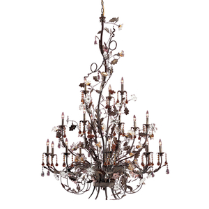 E85004 Cristallo Fiore Large Foyer Chandelier Chandelier - Deep Rust E85004 Cristallo Fiore Large Foyer Chandelier Chandelier - Deep Rust