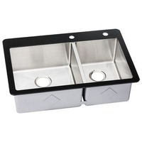 Double Bowl Kitchen Sink 33-1/8 x 21-7/16 x 9 Double Bowl Kitchen Sink 33-1/8 x 21-7/16 x 9