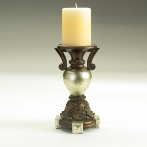 E13636012 Laurel Candle Holder Accent - Pewter / Antique Bronze E13636012 Laurel Candle Holder Accent - Pewter / Antique Bronze
