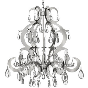 FFR43358PSS Xanadu Large Foyer Chandelier Chandelier - Polished Stainless Steel FFR43358PSS Xanadu Large Foyer Chandelier Chandelier - Polished Stainless Steel