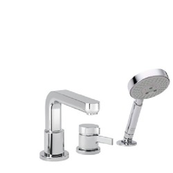 H04126820/H04124181 Metris S Deck Mount With Handshower Tub Faucet - Brushed Nickel H04126820/H04124181 Metris S Deck Mount With Handshower Tub Faucet - Brushed Nickel