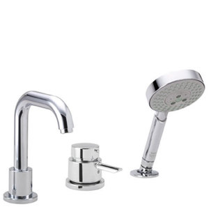 H04128000/H04124181 Focus S Deck Mount With Handshower Tub Faucet - Chrome H04128000/H04124181 Focus S Deck Mount With Handshower Tub Faucet - Chrome