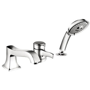 H04132000/H04124181 Metris C Deck Mount With Handshower Tub Faucet - Chrome H04132000/H04124181 Metris C Deck Mount With Handshower Tub Faucet - Chrome