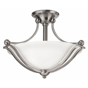 H4651BN Bolla Semi Flush Mount Ceiling Light - Brushed Nickel / Opal H4651BN Bolla Semi Flush Mount Ceiling Light - Brushed Nickel / Opal