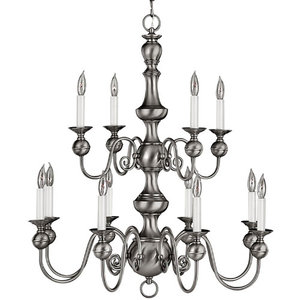 H5129PW Virginian Large Foyer Chandelier Chandelier - Pewter H5129PW Virginian Large Foyer Chandelier Chandelier - Pewter