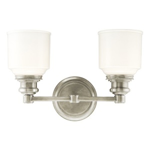HUD3402SN Windham 2 Bulb Bathroom Lighting - Satin Nickel HUD3402SN Windham 2 Bulb Bathroom Lighting - Satin Nickel