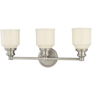 HUD3403SN Windham 3 Bulb Bathroom Lighting - Satin Nickel HUD3403SN Windham 3 Bulb Bathroom Lighting - Satin Nickel