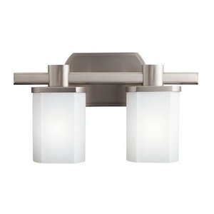 KK5052NI Beveled Box 2 Bulb Bathroom Lighting - Brushed Nickel KK5052NI Beveled Box 2 Bulb Bathroom Lighting - Brushed Nickel