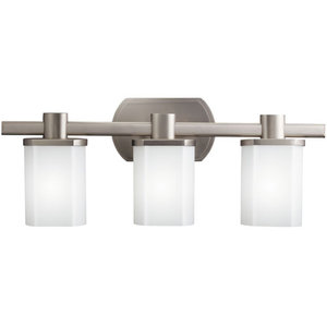 KK5053NI Beveled Box 3 Bulb Bathroom Lighting - Brushed Nickel KK5053NI Beveled Box 3 Bulb Bathroom Lighting - Brushed Nickel