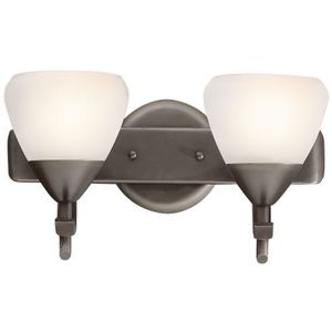 KK5177OZW Olympia 2 Bulb Bathroom Lighting - Olde Bronze / Satin Etched KK5177OZW Olympia 2 Bulb Bathroom Lighting - Olde Bronze / Satin Etched