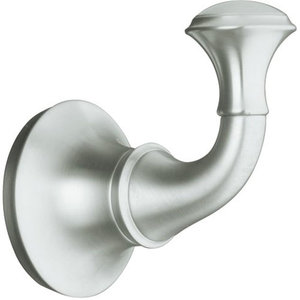 K11275-G Forte Traditional Robe Hook Bathroom Accessory - Brushed Chrome K11275-G Forte Traditional Robe Hook Bathroom Accessory - Brushed Chrome