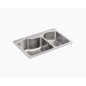 K3844-4-NA Octave Stainless Steel Double Bowl Kitchen Sink - Stainless Steel K3844-4-NA Octave Stainless Steel Double Bowl Kitchen Sink - Stainless Steel